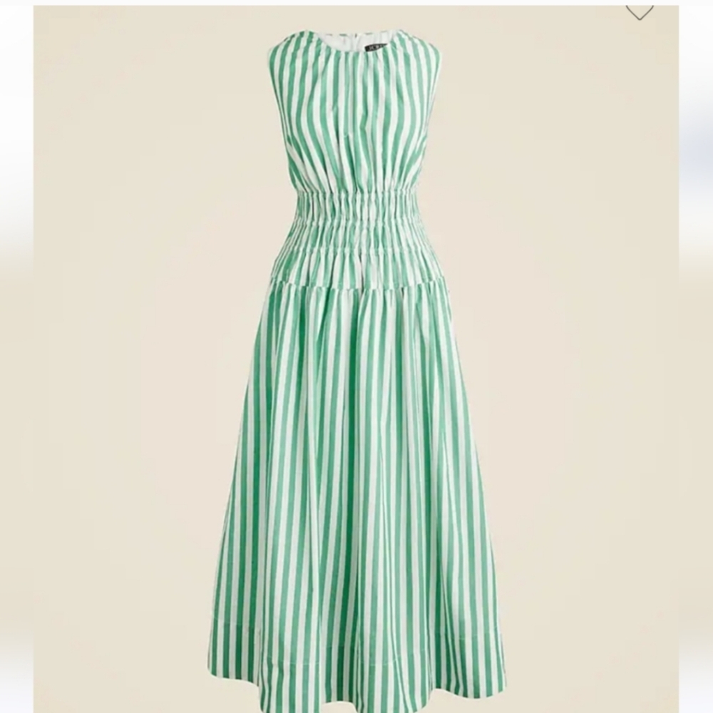 J Crew Hyacinth Cotton Poplin Dress Green